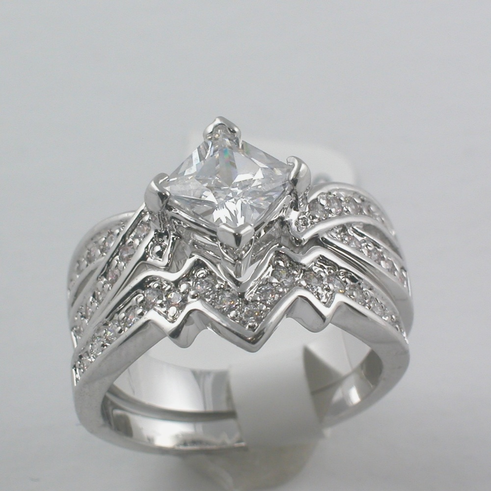 Princess cut Wedding Ring Set 18k plated size 9
